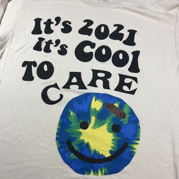 LONELY GHOST It’s 2021 It’s Cool To Care Off White Long Sleeve Shirt L Large - Picture 4 of 7